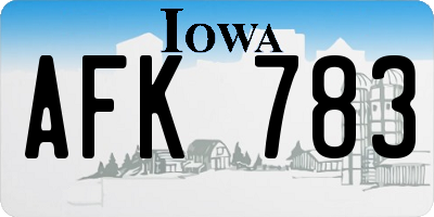 IA license plate AFK783