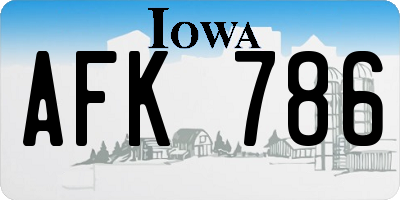 IA license plate AFK786