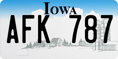 IA license plate AFK787