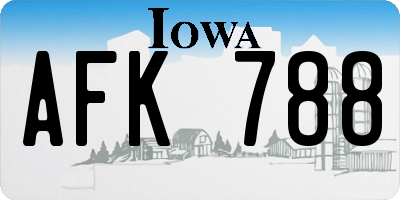 IA license plate AFK788