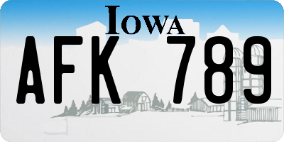 IA license plate AFK789