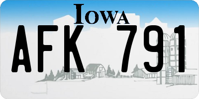 IA license plate AFK791