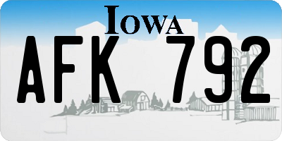 IA license plate AFK792