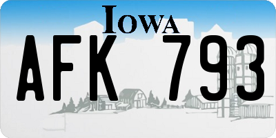 IA license plate AFK793