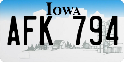 IA license plate AFK794