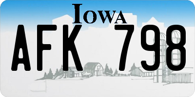 IA license plate AFK798