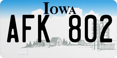 IA license plate AFK802