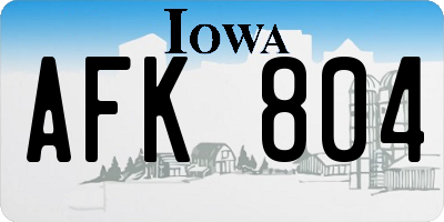 IA license plate AFK804