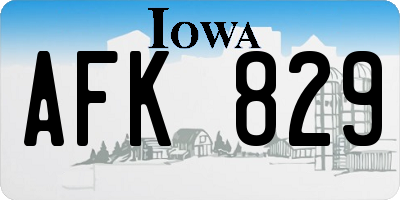 IA license plate AFK829