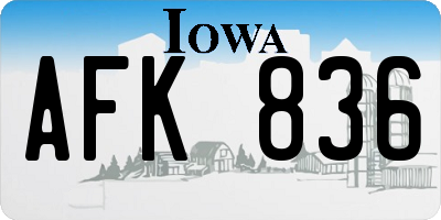 IA license plate AFK836