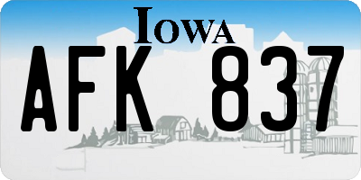 IA license plate AFK837