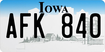 IA license plate AFK840