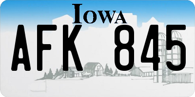 IA license plate AFK845