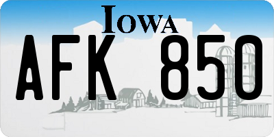 IA license plate AFK850