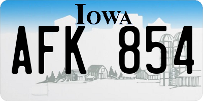 IA license plate AFK854