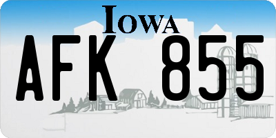 IA license plate AFK855