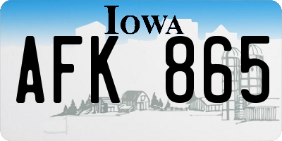 IA license plate AFK865
