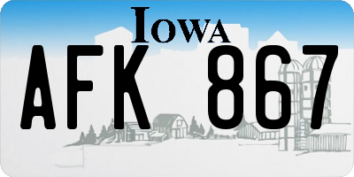 IA license plate AFK867