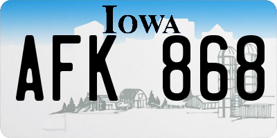 IA license plate AFK868