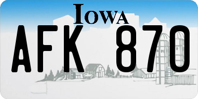 IA license plate AFK870