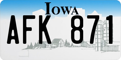 IA license plate AFK871