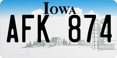 IA license plate AFK874