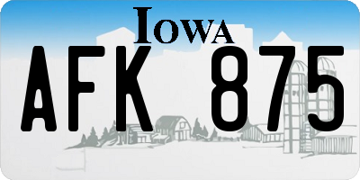 IA license plate AFK875