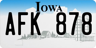 IA license plate AFK878