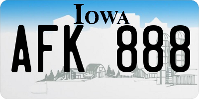 IA license plate AFK888