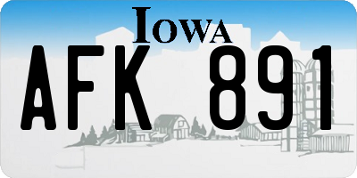 IA license plate AFK891