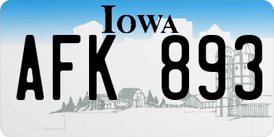 IA license plate AFK893