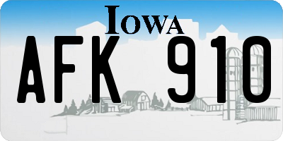 IA license plate AFK910