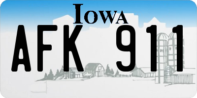 IA license plate AFK911