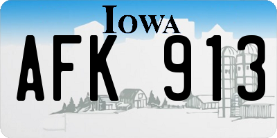 IA license plate AFK913