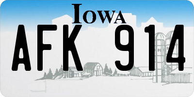 IA license plate AFK914