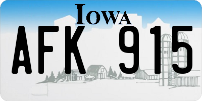 IA license plate AFK915