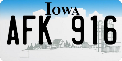 IA license plate AFK916