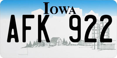 IA license plate AFK922