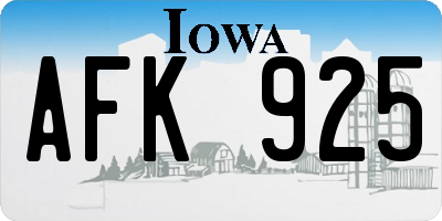 IA license plate AFK925