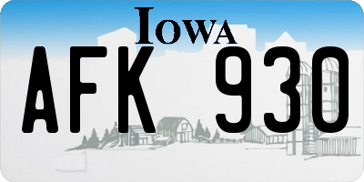 IA license plate AFK930