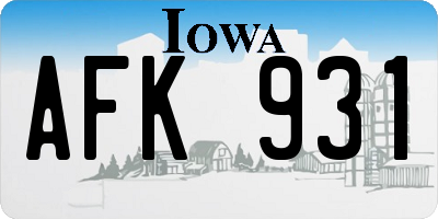 IA license plate AFK931
