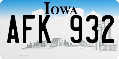 IA license plate AFK932