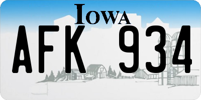 IA license plate AFK934