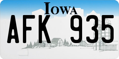IA license plate AFK935