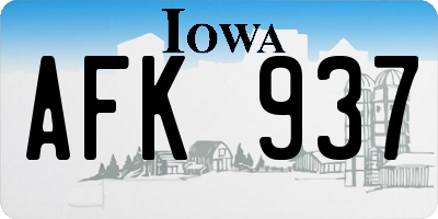 IA license plate AFK937