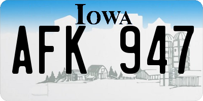 IA license plate AFK947