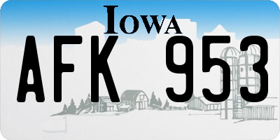 IA license plate AFK953