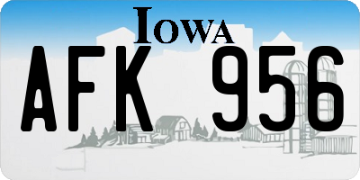 IA license plate AFK956