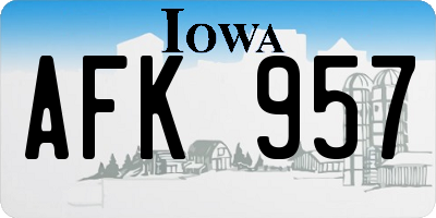 IA license plate AFK957