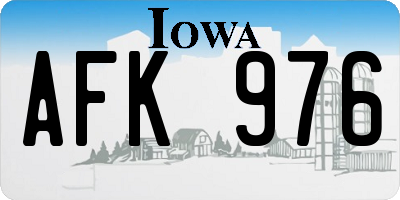 IA license plate AFK976